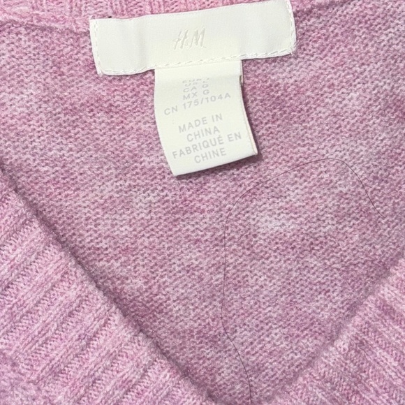 H&M sweater vest lavender knit sleeveless wool pastel oversized vneck - Picture 3 of 6